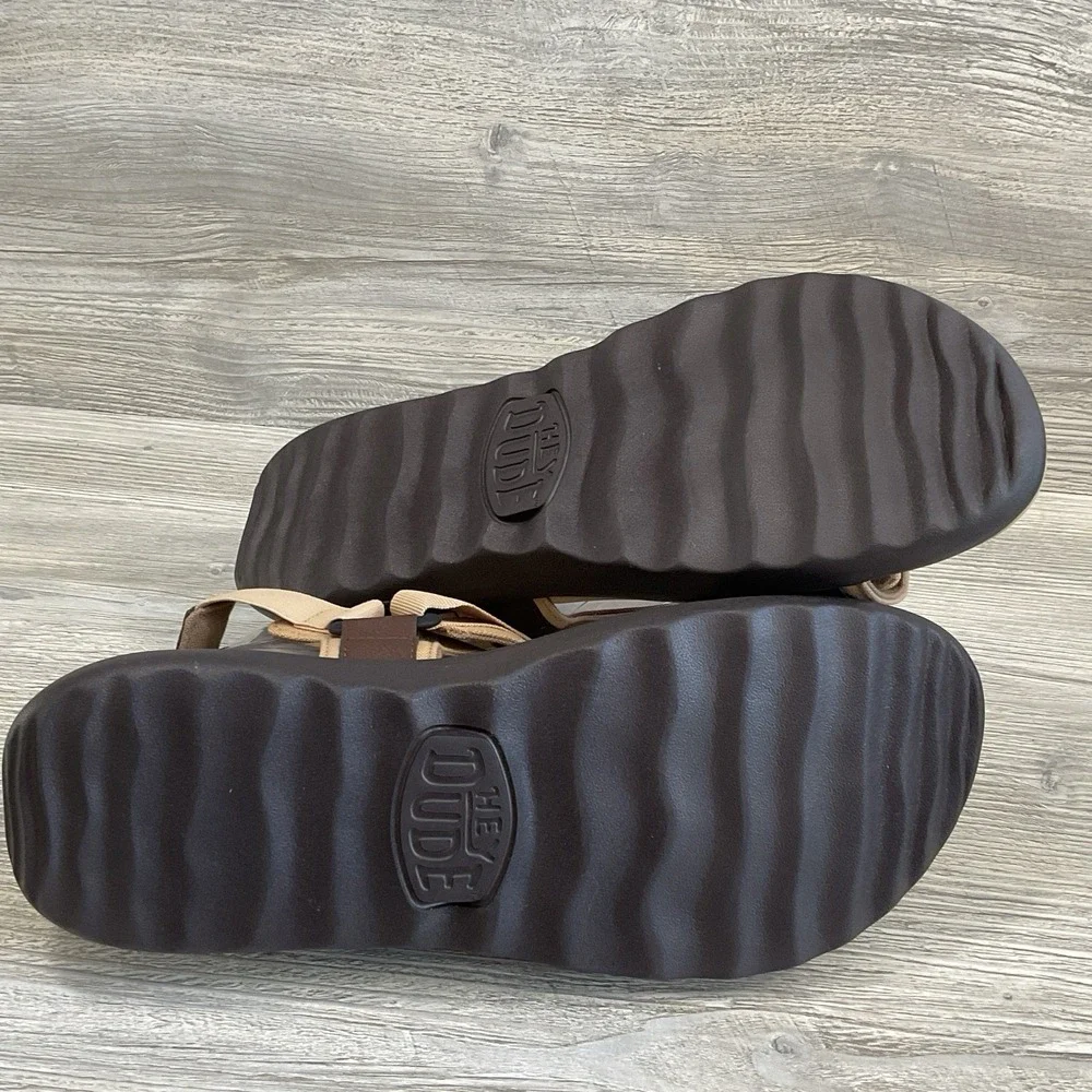 Hey Dude Carson Outdoor Sandals Men's Size 13 Sport Mode Tan Brown Comfort